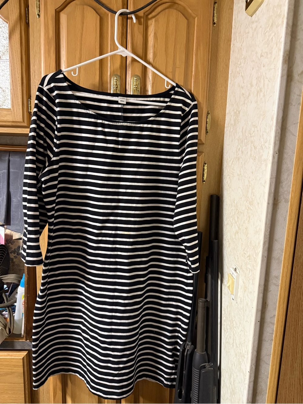 Old Navy Black and White Striped Midi Dress